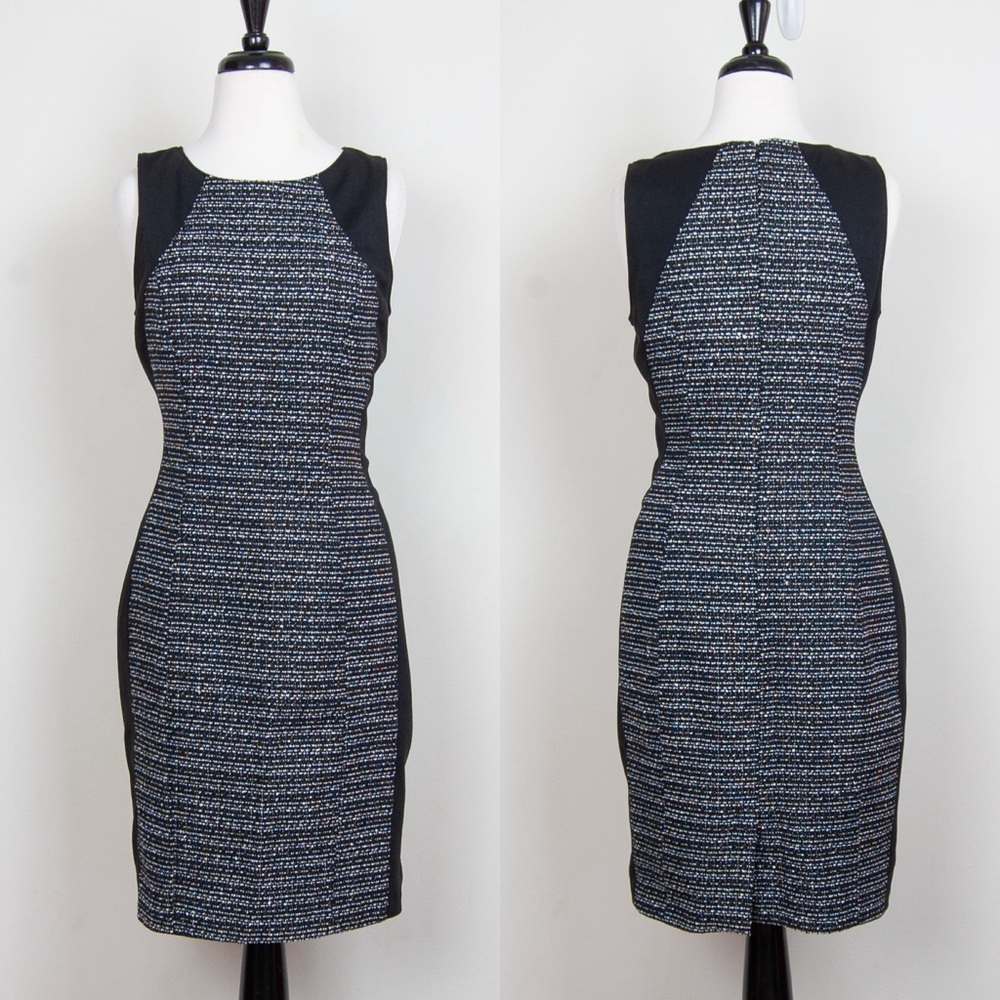 WHITE HOUSE BLACK MARKET Mixed Media Bodycon Sheath Dress